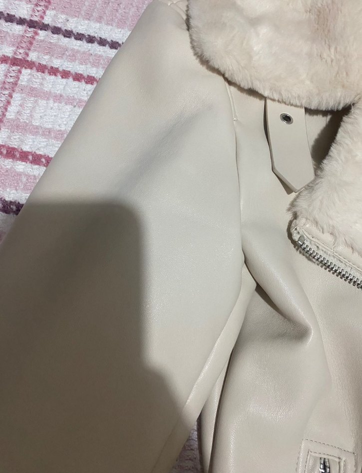 Kürklü Bej Süet Kadın Ceket - Görsel 4