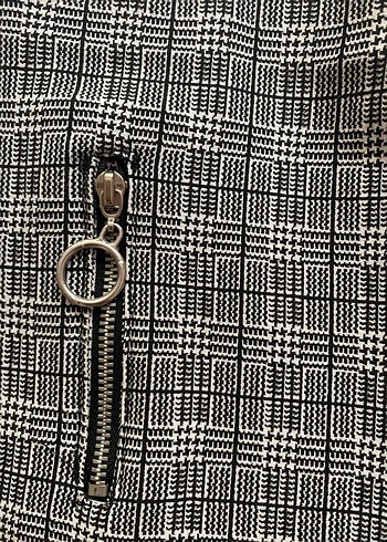 Gri Ekoseli Fırfırlı Midi Mini Etek - Görsel 2