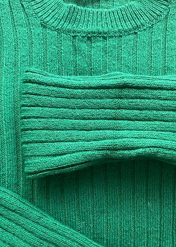 Yeşil Örgü Boğazlı Kadın Kazak - Görsel 3