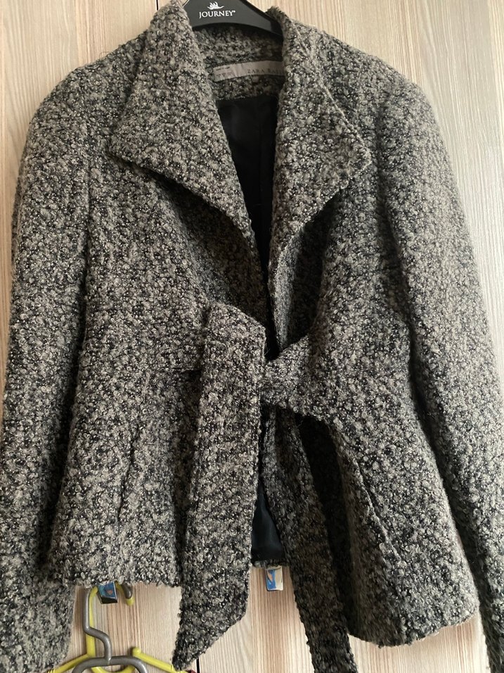 Gri Kısa Yün ceket - Görsel 2