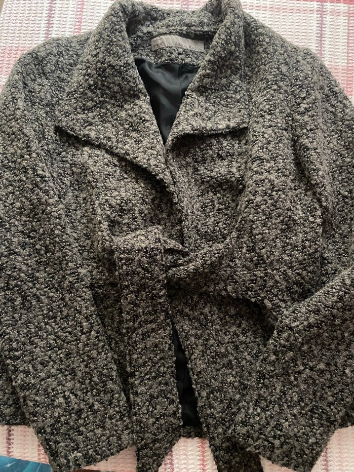 Gri Kısa Yün ceket - Görsel 4