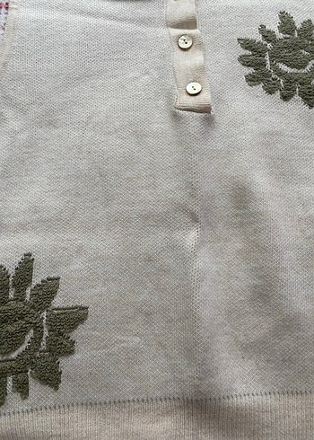 Bej Örgü Kadın Süveter Gömlek Yaka - Görsel 2