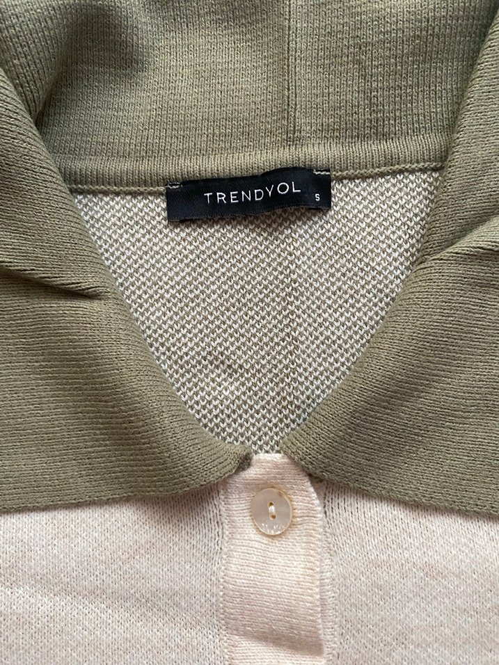 Bej Örgü Kadın Süveter Gömlek Yaka - Görsel 4