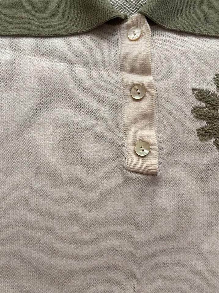 Bej Örgü Kadın Süveter Gömlek Yaka - Görsel 3