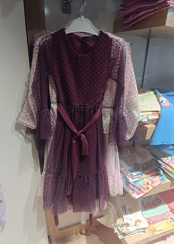 Bordo Bohem Kız Elbisesi Fırfırlı