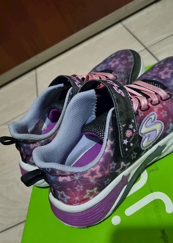 35 Beden mor Renk Kız Çocuk Renkli Bağcıklı Sneaker