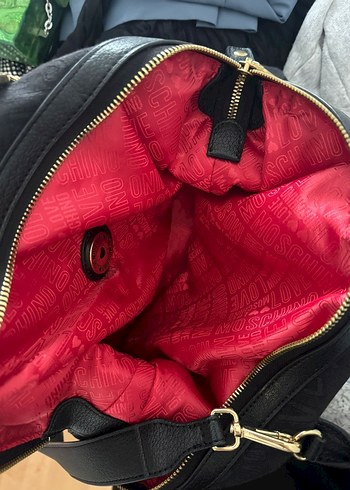  Beden siyah Renk Love Moschino Siyah Baskılı Kadın Süet Çanta