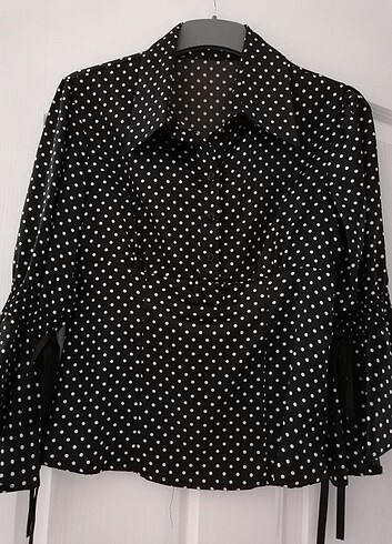 Saten Puantiyeli Gömlek - Görsel 2