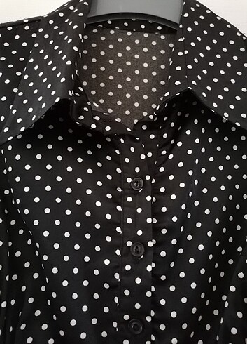 Saten Puantiyeli Gömlek - Görsel 3