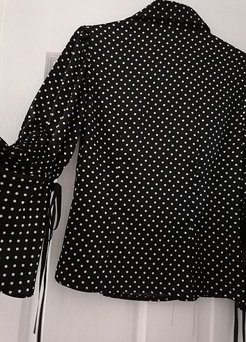 Saten Puantiyeli Gömlek - Görsel 5