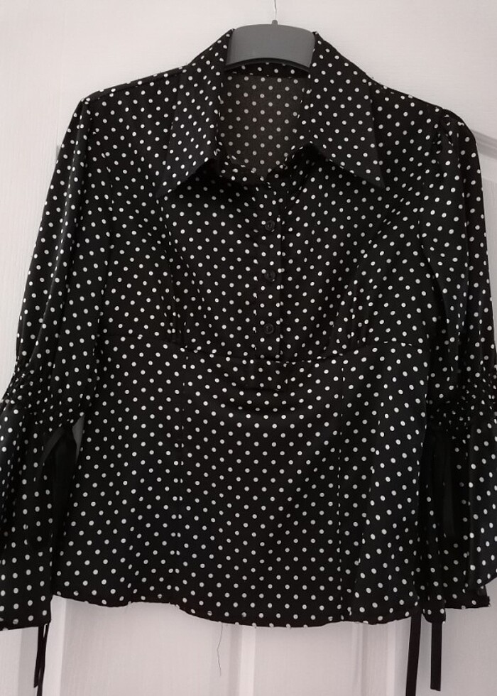 Saten Puantiyeli Gömlek - Görsel 2