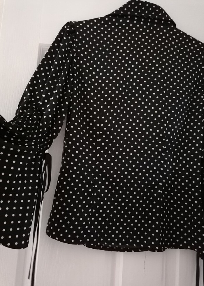 Saten Puantiyeli Gömlek - Görsel 5