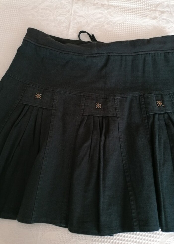 Keten Pileli yazlık terletmeyen etek - Görsel 4