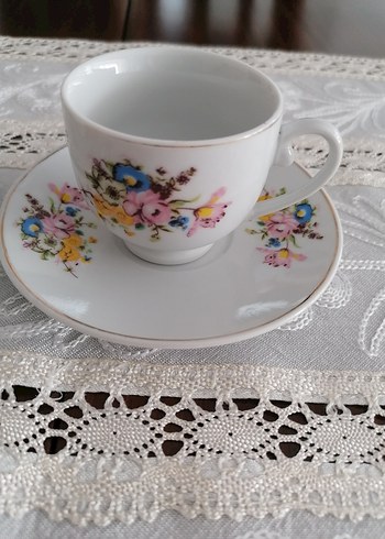Vintage Pastel Çiçekli Kahve Fincanları - Görsel 8