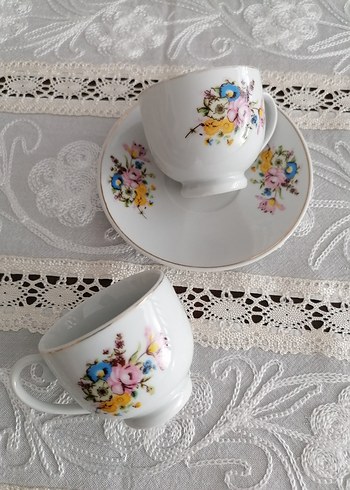 Vintage Pastel Çiçekli Kahve Fincanları - Görsel 5