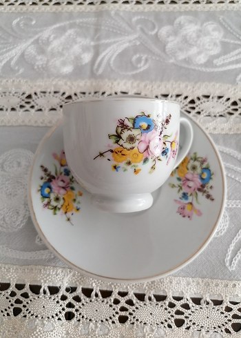 Vintage Pastel Çiçekli Kahve Fincanları - Görsel 4