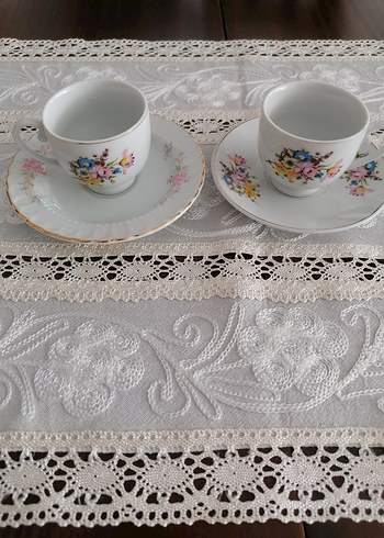 Vintage Pastel Çiçekli Kahve Fincanları - Görsel 7