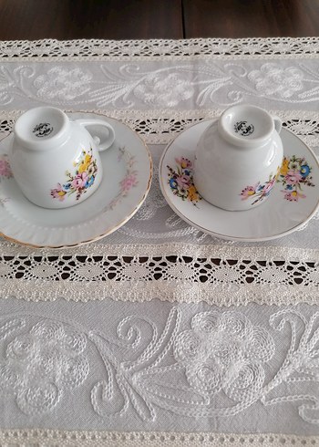 Vintage Pastel Çiçekli Kahve Fincanları - Görsel 3