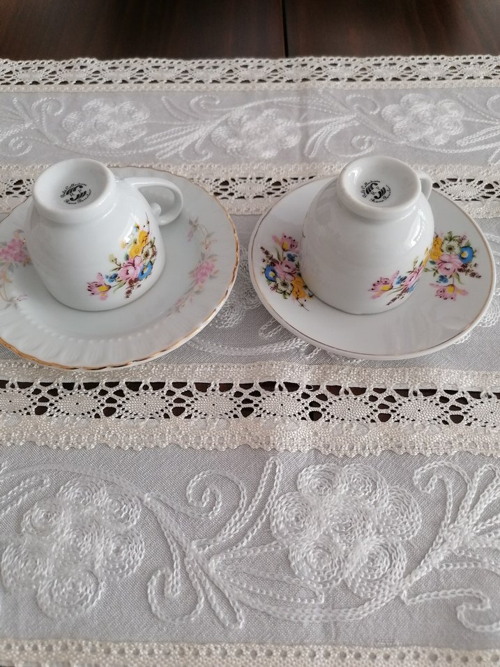 Vintage Pastel Çiçekli Kahve Fincanları - Görsel 3