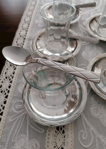 Safir Marka Çelik Çay Tabağı ve Kaşık Seti - Görsel 7
