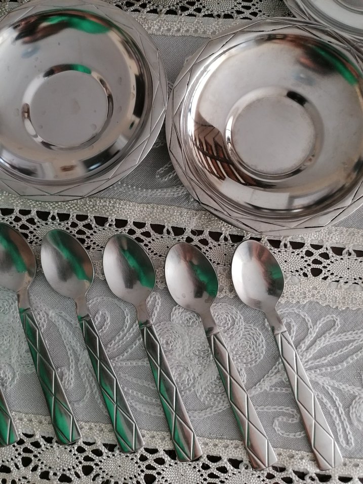 Safir Marka Çelik Çay Tabağı ve Kaşık Seti - Görsel 2