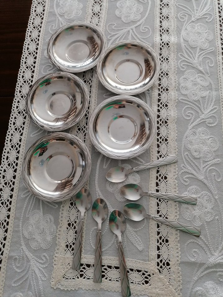 Safir Marka Çelik Çay Tabağı ve Kaşık Seti - Görsel 3