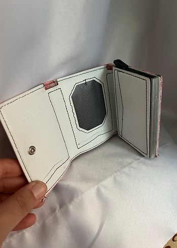 Gri Baskılı Pembe Fermuarlı Kartlık - Görsel 3