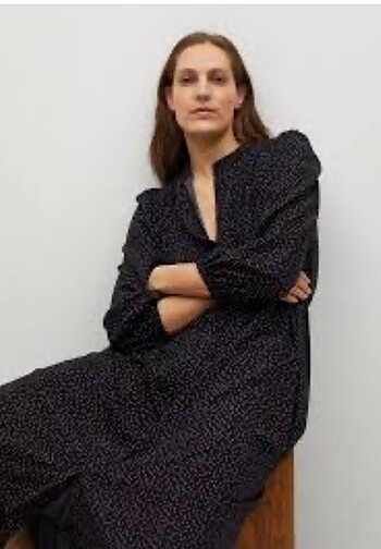 xs Beden Mango midi elbise puantiyeli