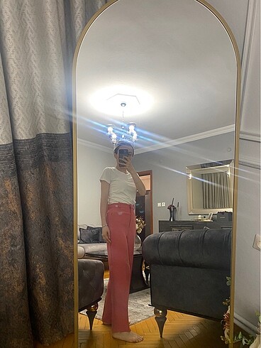 xs Beden pembe Renk Zara pembe maskülen geniş paça pantolon