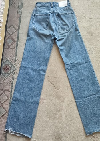 32 Beden Kadın Mavi Gri Denim Midi Jean