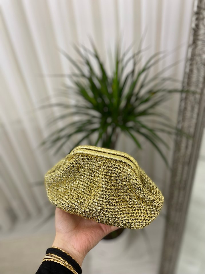 Clutch Gold Metalik Çanta - Görsel 3