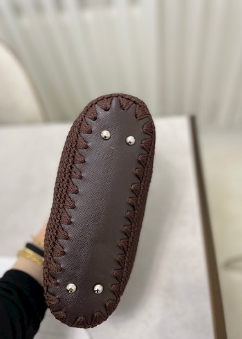 Kahverengi Örgü Bohem Clutch Çanta - Görsel 3