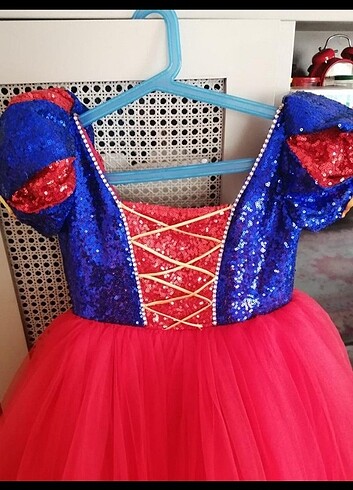5 Yaş Beden kırmızı Renk Pamuk prenses elbisesi kostümü