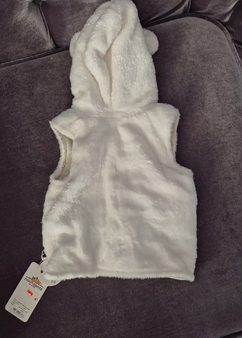 Kız veya Erkek Bebek Kapüşonlu Kürklü Yelek - Görsel 3