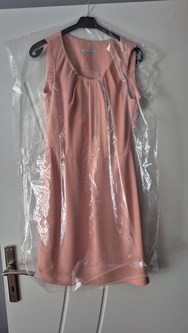 Pembe Piliseli Midi Elbise - Görsel 4