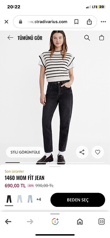 Stradivarius mom jean pantolon