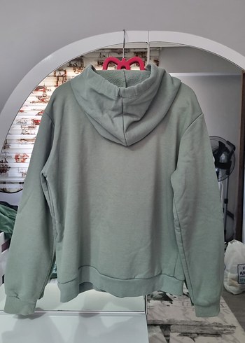 m Beden Mint Yeşili Kapüşonlu Pamuklu Sweatshirt