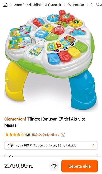  Beden Clementoni konuşan aktivite masası