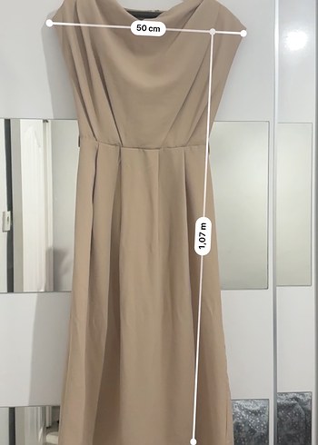 Bej Uzun Hamile Abiye Elbise - Görsel 2