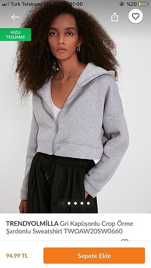 TrendyolMilla Gri Sweat Hırka 