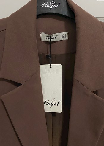 s Beden kahverengi Renk Kahverengi Kemerli Kolsuz Blazer