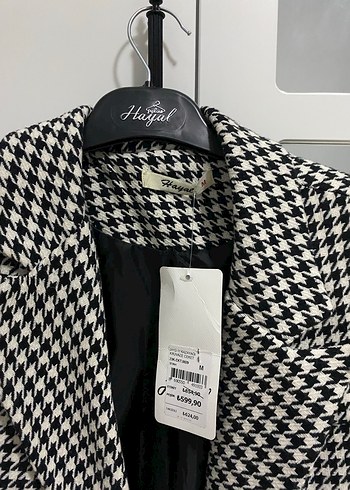 Diğer Düğmeli Beyaz Siyah Blazer