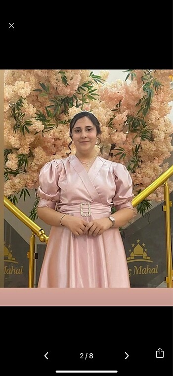 xl Beden Pudra saten midi abiye elbise