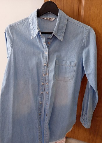 Diğer Mavi Denim Düğmeli Kadın Gömlek