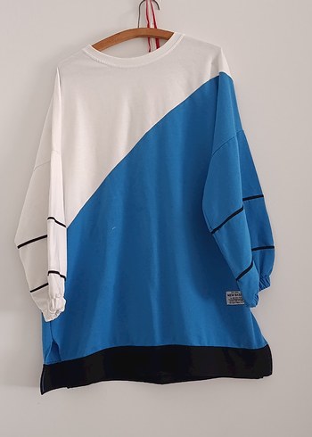 Mavi Beyaz Oversize Uzun Kollu Sweatshirt