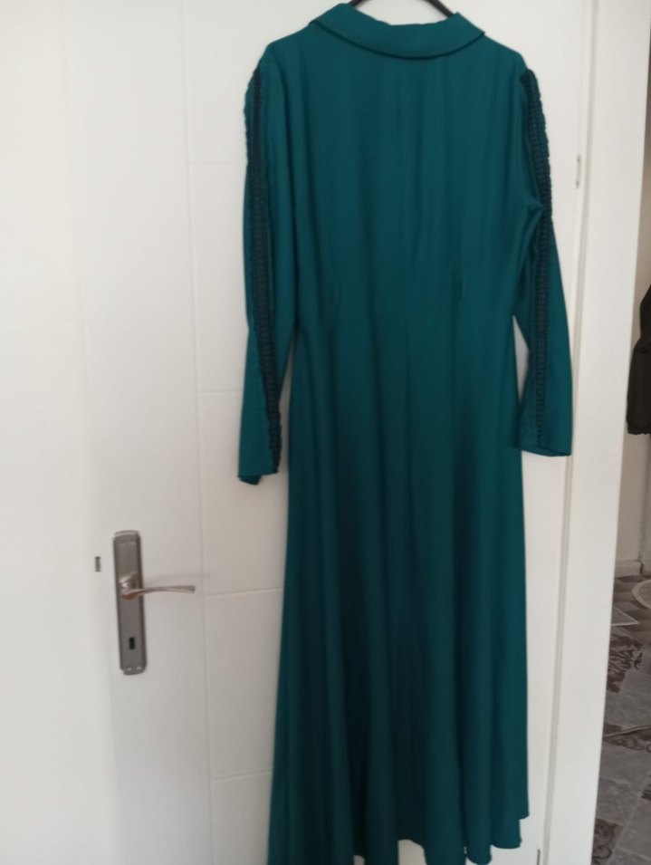 Düğmeli Turkuaz Gotik Midi - Görsel 3