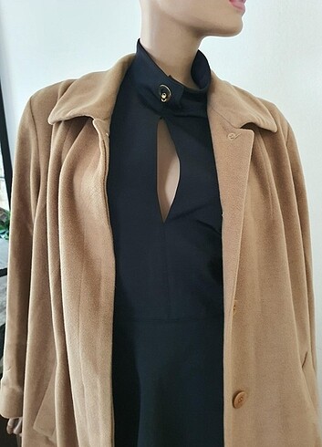 l Beden camel Renk Donna Karan yün palto