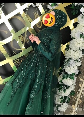 42 Beden yeşil Renk ÇALIKUSU MODEL ZÜMRÜT SÖZ NİŞAN ABİYE
