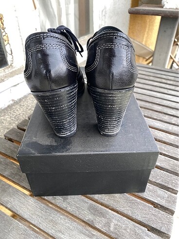 39 Beden siyah Renk Siyah deri bağcıklı loafer