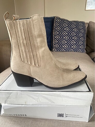 Diğer Eataly Shoes Bej süet kovboy bot